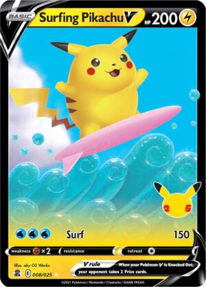 Pokémon TCG Surfing Pikachu V 008/025 Celebrations UR Full Art Ungraded