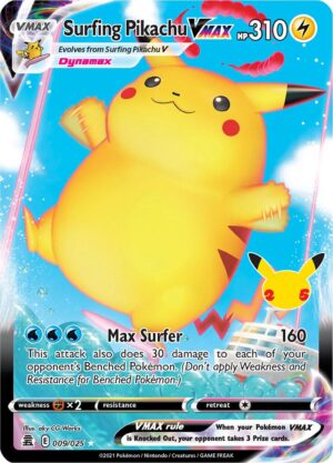 Pokémon TCG Surfing Pikachu VMAX 009/025 Celebrations UR Full Art Ungraded