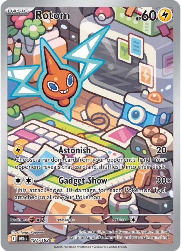 Pokémon TCG Rotom 197/182 SV10: Destined Rivals IR Full Art Ungraded - Image 2