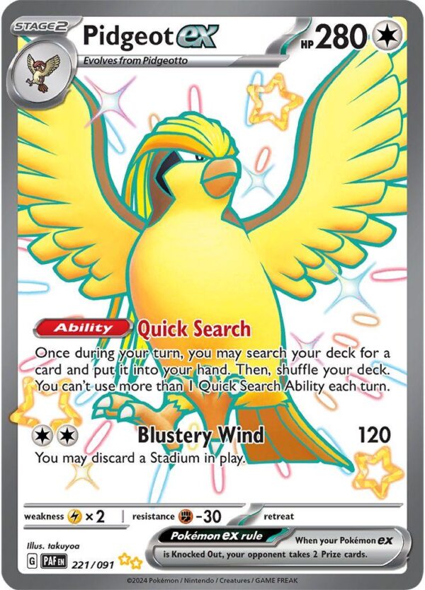 Pokémon TCG Pidgeot ex 221/091 SV: Paldean Fates Shiny UR Full Art Ungraded