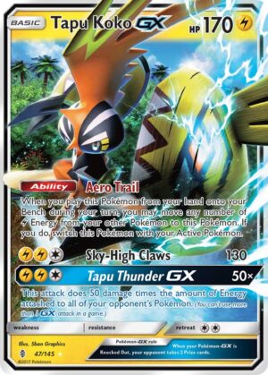 Pokémon TCG Tapu Koko GX 047/145 SM02: Guardians Rising Holo UR Full Art Ungraded