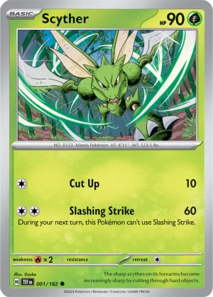 Pokémon TCG SV5: Temporal Forces 001/162 Scyther Common Ungraded