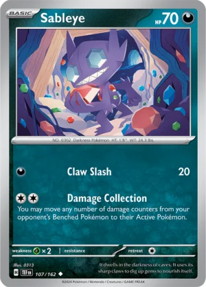 Pokémon TCG SV5: Temporal Forces 107/162 Sableye Uncommon Ungraded
