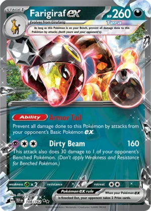 Pokémon TCG SV5: Temporal Forces 108/162 Farigiraf ex Double Rare Ungraded