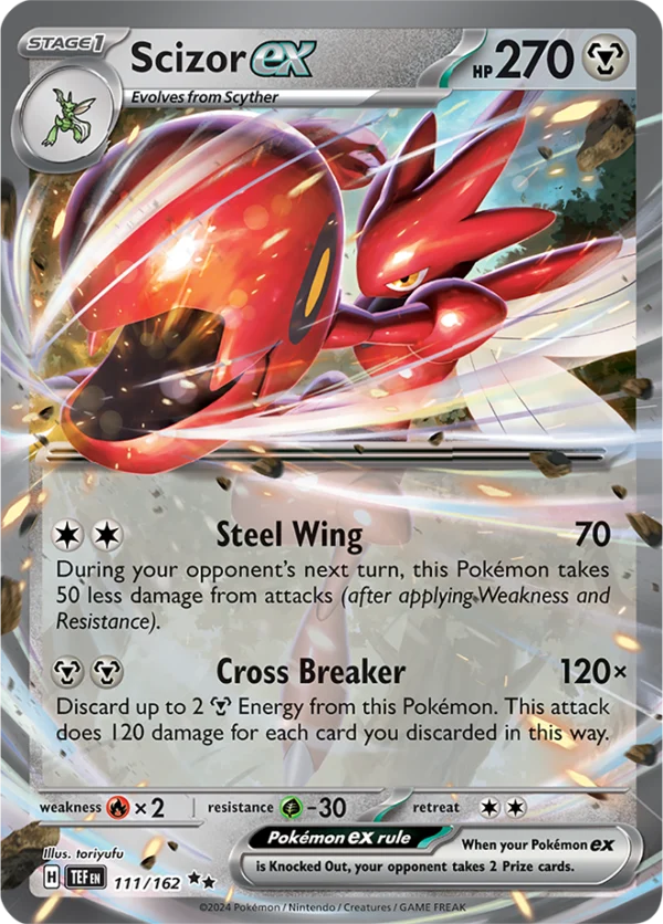 Pokémon TCG SV5: Temporal Forces 111/162 Scizor ex Double Rare Ungraded