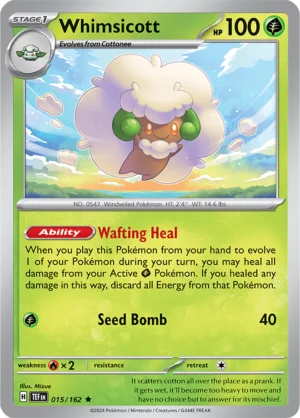 Pokémon TCG SV5: Temporal Forces 015/162 Whimsicott Rare Ungraded