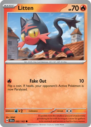 Pokémon TCG SV5: Temporal Forces 032/162 Litten Common Ungraded