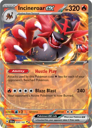 Pokémon TCG SV5: Temporal Forces 034/162 Incineroar ex Double Rare Ungraded