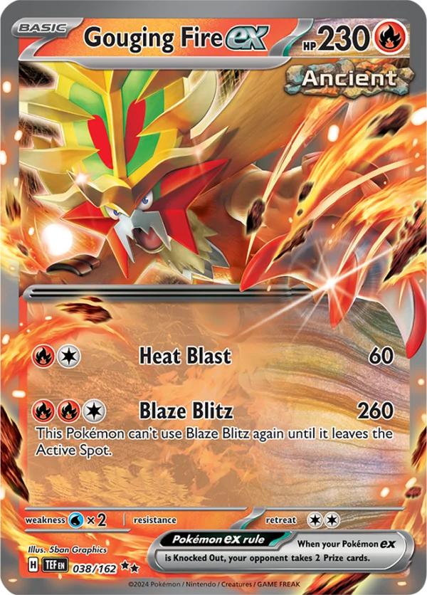 Pokémon TCG SV5: Temporal Forces 038/162 Gouging Fire ex Double Rare Ungraded
