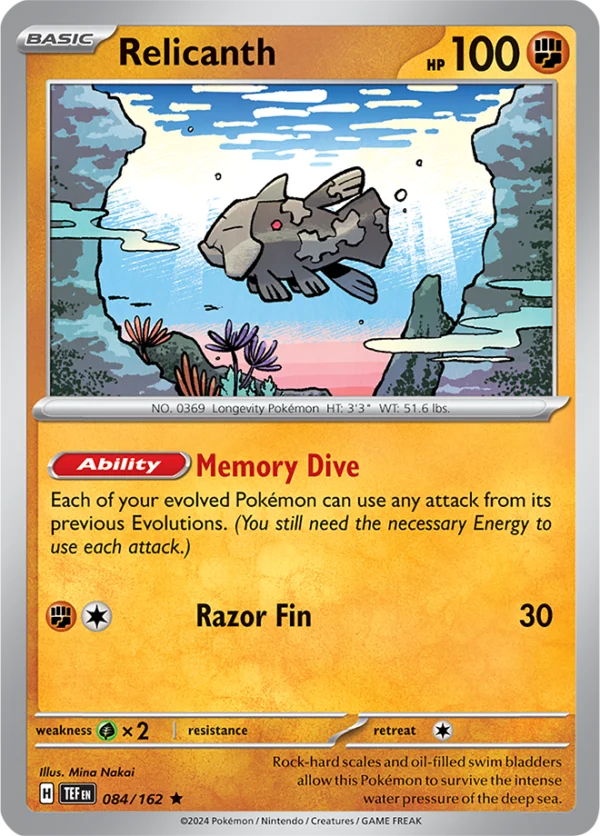 Pokémon TCG SV5: Temporal Forces 084/162 Relicanth Rare Ungraded