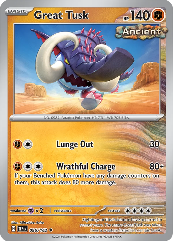 Pokémon TCG SV5: Temporal Forces 096/162 Great Tusk Uncommon Ungraded