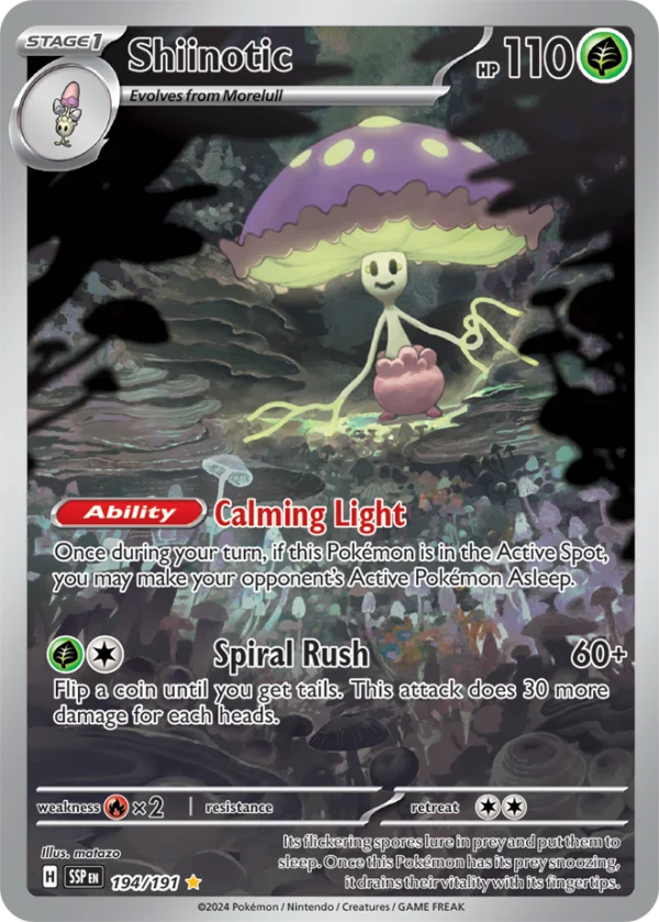 Pokémon TCG Shiinotic 194/191 SV08: Surging Sparks IR Full Art Ungraded