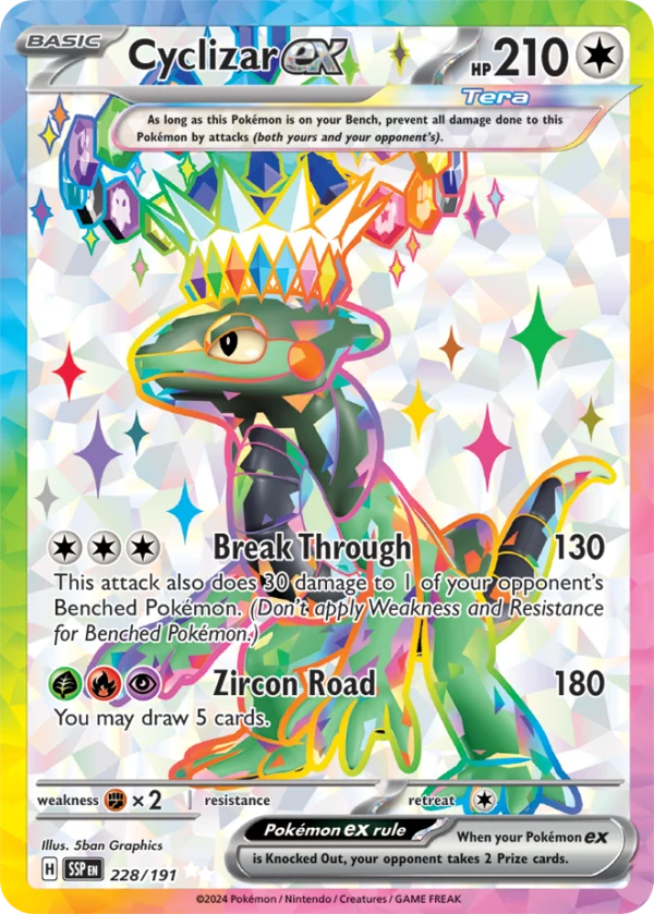 Pokémon TCG Cyclizar ex 228/191 SV08: Surging Sparks UR Full Art Ungraded