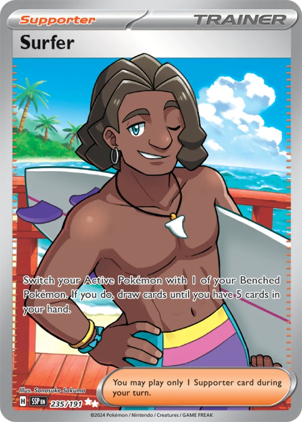 Pokémon TCG Surfer 235/191 SV08: Surging Sparks UR Full Art Ungraded