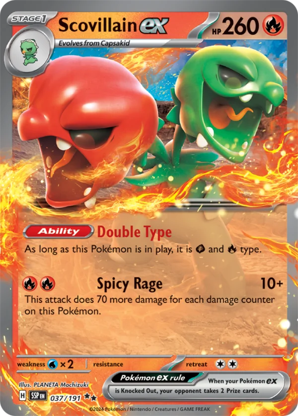 Pokémon TCG Scovillain ex 037/191 SV08: Surging Sparks Double Rare Ungraded