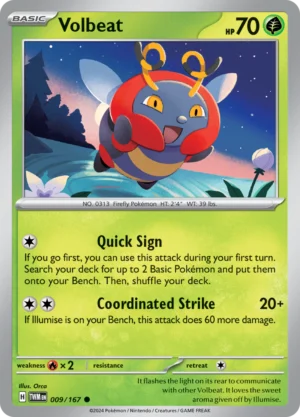 Pokémon TCG SV6: Twilight Masquerade 009/167 Volbeat Common Ungraded