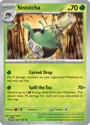 Pokémon TCG SV6: Twilight Masquerade 022/167 Sinistcha Rare Ungraded