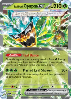 Pokémon TCG SV6: Twilight Masquerade 025/167 Teal Mask Ogerpon ex Double Rare Ungraded