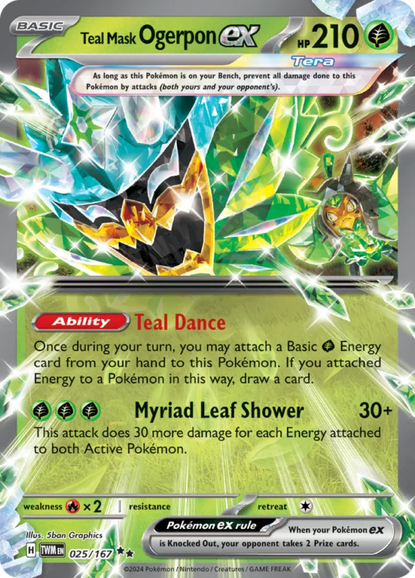 Pokémon TCG SV6: Twilight Masquerade 025/167 Teal Mask Ogerpon ex Double Rare Ungraded