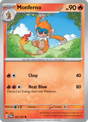 Pokémon TCG SV6: Twilight Masquerade 032/167 Monferno Common Ungraded