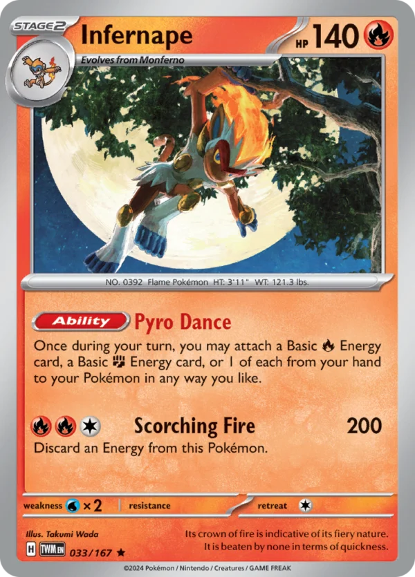 Pokémon TCG SV6: Twilight Masquerade 033/167 Infernape Rare Ungraded