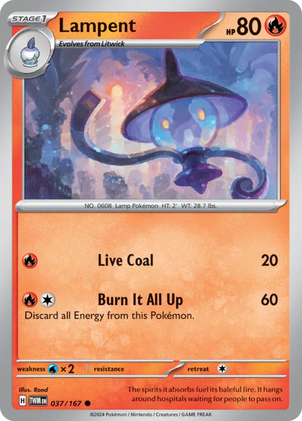 Pokémon TCG SV6: Twilight Masquerade 037/167 Lampent Common Ungraded
