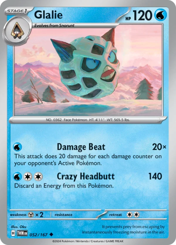 Pokémon TCG SV6: Twilight Masquerade 052/167 Glalie Uncommon Ungraded