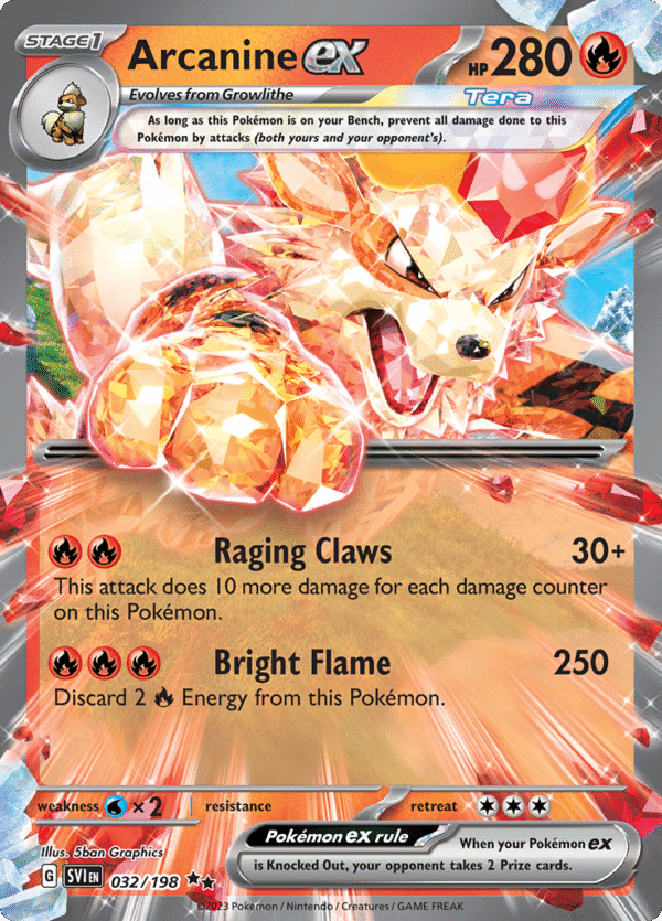 Pokémon TCG SV1: Scarlet & Violet Base 032/198 Arcanine ex Double Rare Ungraded