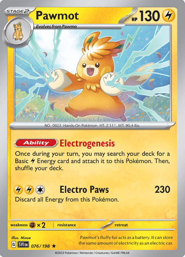 Pokémon TCG SV1: Scarlet & Violet Base 076/198 Pawmot Rare Ungraded