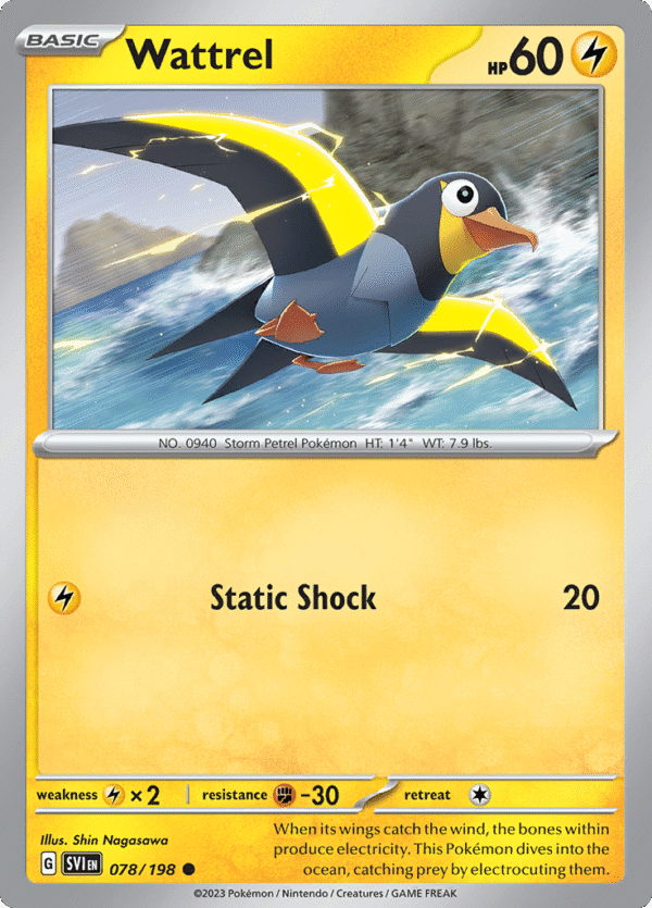 Pokémon TCG SV1: Scarlet & Violet Base 078/198 Wattrel Common Ungraded