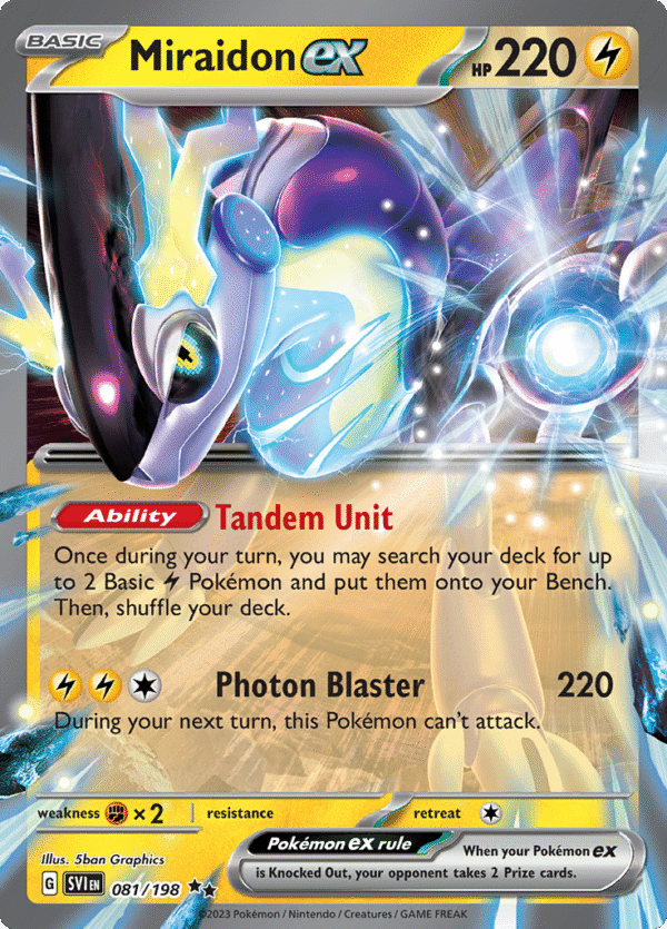 Pokémon TCG SV1: Scarlet & Violet Base 081/198 Miraidon ex Double Rare Ungraded