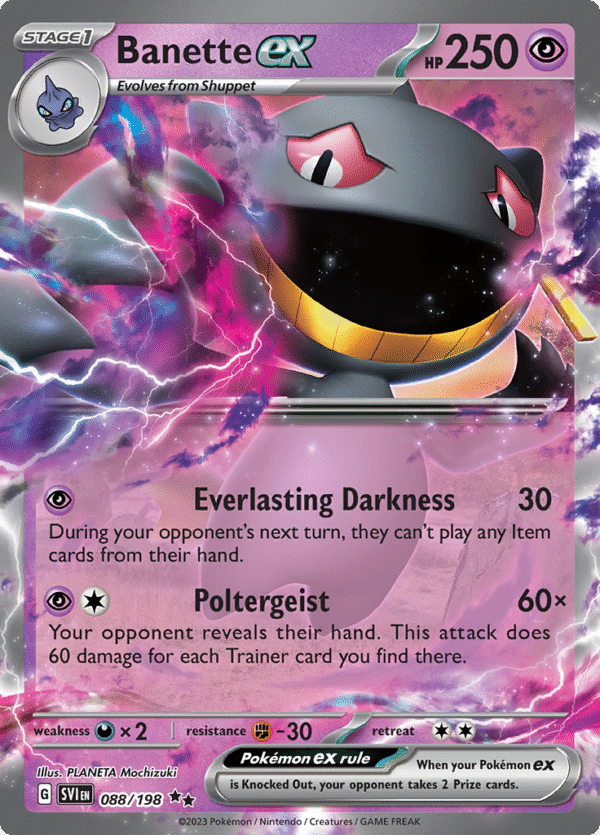 Pokémon TCG SV1: Scarlet & Violet Base 088/198 Banette ex Double Rare Ungraded
