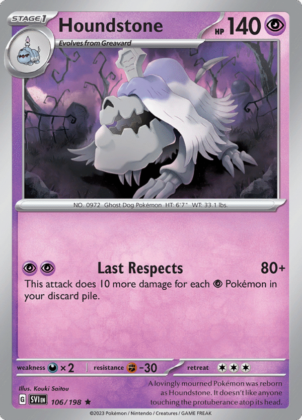 Pokémon TCG SV1: Scarlet & Violet Base 106/198 Houndstone Rare Ungraded