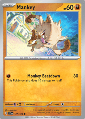 Pokémon TCG SV1: Scarlet & Violet Base 107/198 Mankey Common Ungraded