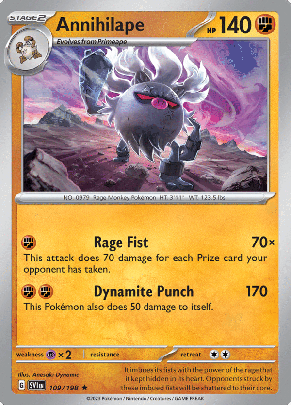 Pokémon TCG SV1: Scarlet & Violet Base 109/198 Annihilape Rare Ungraded