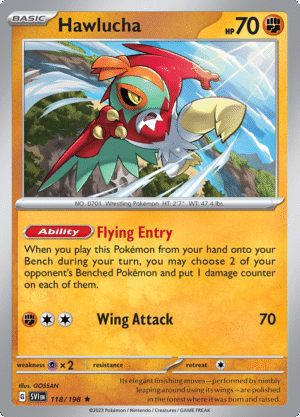 Pokémon TCG SV1: Scarlet & Violet Base 118/198 Hawlucha Rare Ungraded