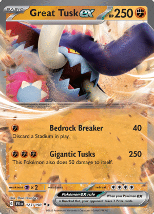 Pokémon TCG SV1: Scarlet & Violet Base 123/198 Great Tusk ex Double Rare Ungraded