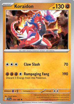 Pokémon TCG SV1: Scarlet & Violet Base 124/198 Koraidon Rare Ungraded
