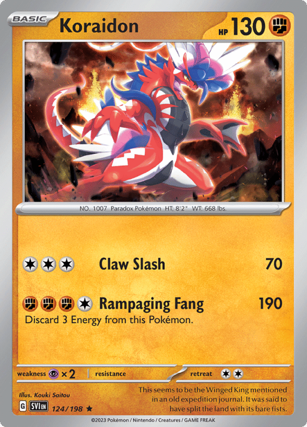 Pokémon TCG SV1: Scarlet & Violet Base 124/198 Koraidon Rare Ungraded