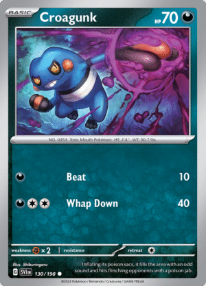 Pokémon TCG SV1: Scarlet & Violet Base 130/198 Croagunk Common Ungraded