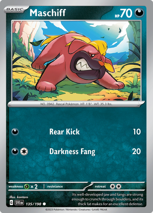 Pokémon TCG SV1: Scarlet & Violet Base 135/198 Maschiff Common Ungraded