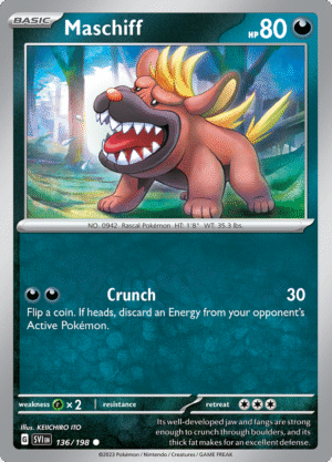 Pokémon TCG SV1: Scarlet & Violet Base 136/198 Maschiff Common Ungraded