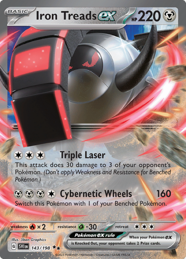 Pokémon TCG SV1: Scarlet & Violet Base 143/198 Iron Treads ex Double Rare Ungraded