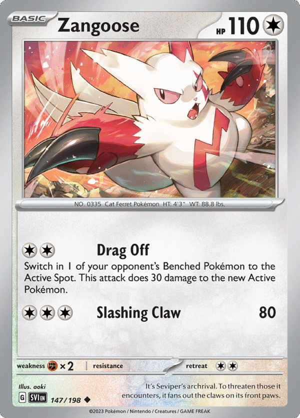 Pokémon TCG SV1: Scarlet & Violet Base 147/198 Zangoose Uncommon Ungraded