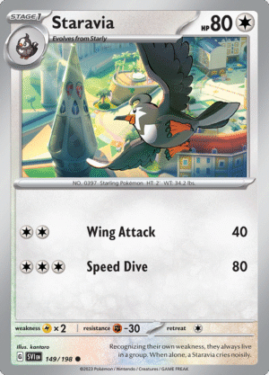 Pokémon TCG SV1: Scarlet & Violet Base 149/198 Staravia Common Ungraded