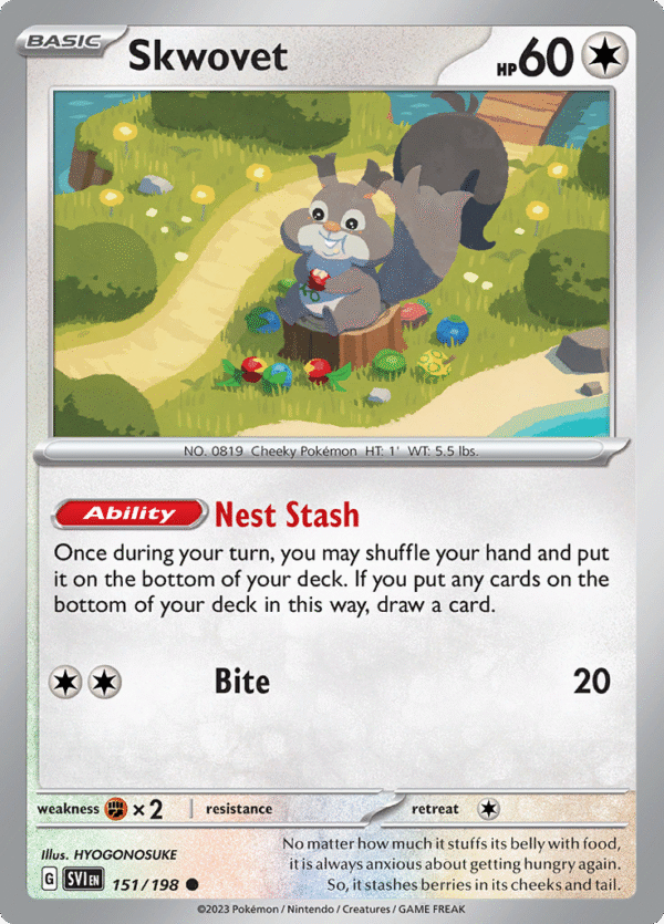 Pokémon TCG SV1: Scarlet & Violet Base 151/198 Skwovet Common Ungraded