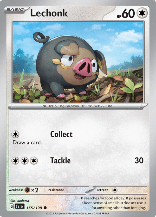Pokémon TCG SV1: Scarlet & Violet Base 155/198 Lechonk Common Ungraded