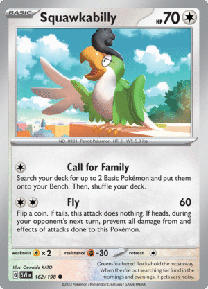 Pokémon TCG SV1: Scarlet & Violet Base 162/198 Squawkabilly Common Ungraded