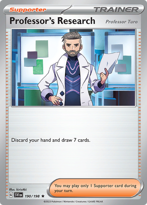 Pokémon TCG SV1: Scarlet & Violet Base 190/198 Professor's Research Professor Turo Rare Ungraded