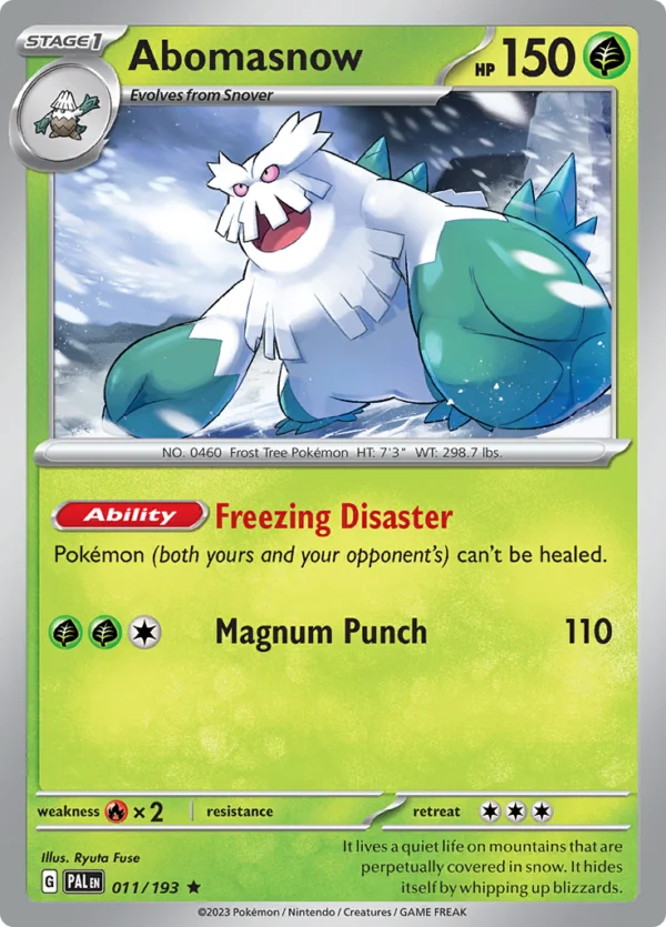 Pokémon TCG SV2: Paldea Evolved 011/193 Abomasnow Rare Ungraded